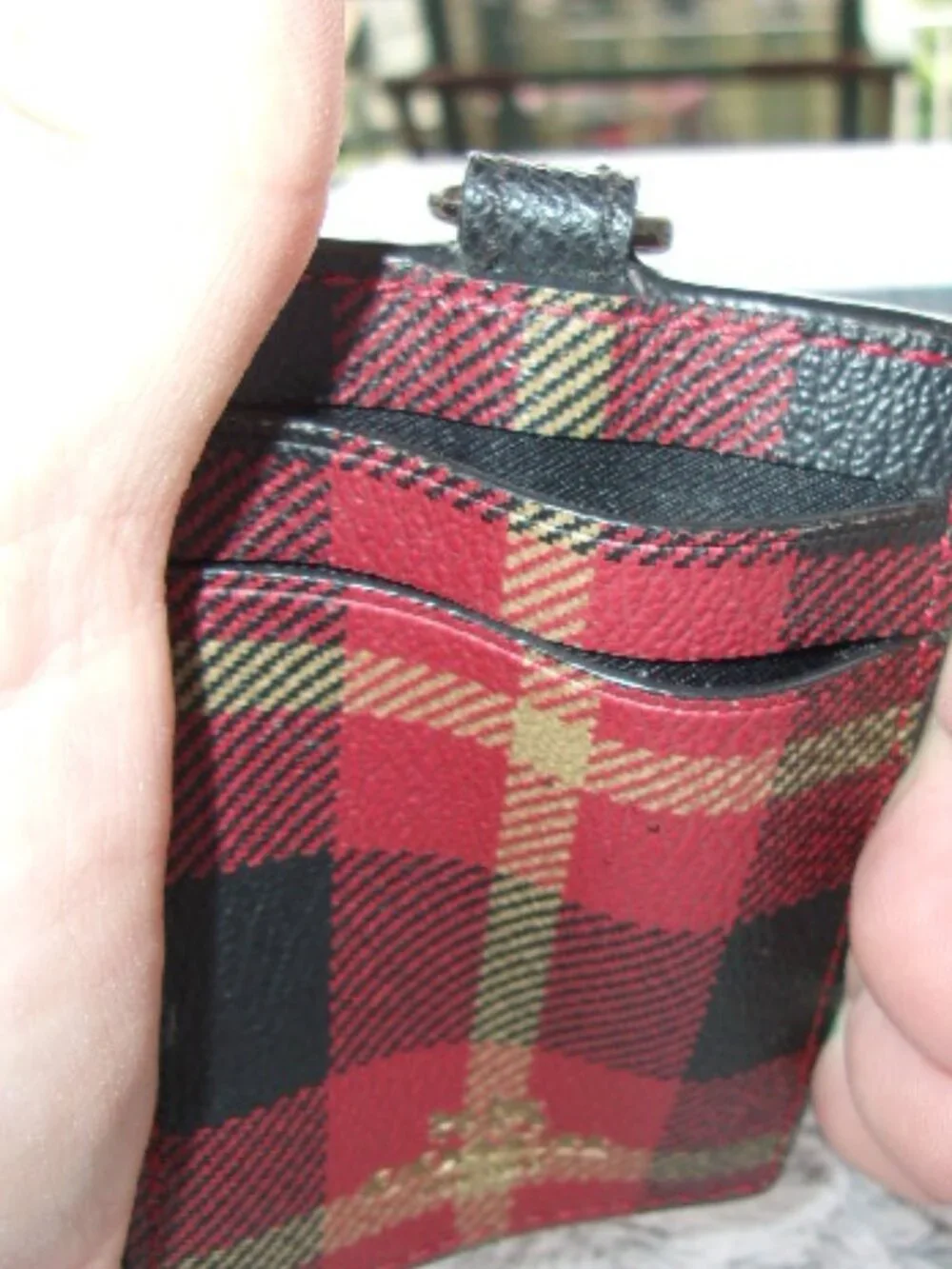 E-270 COACH RILEY PLAID LANYARD I.D. HOLDER